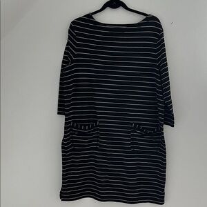 Chico's Black & White Striped Shift Dress